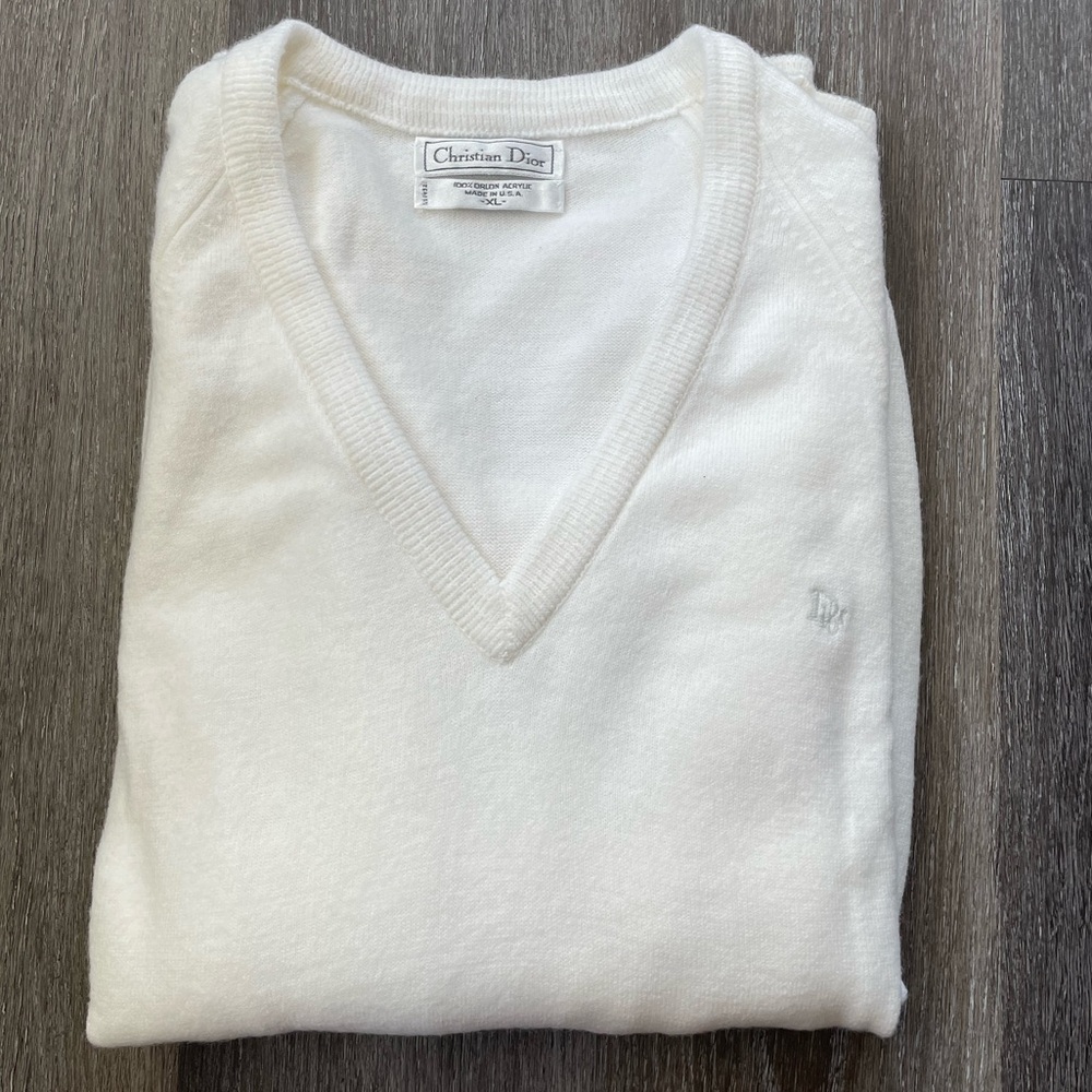 Dior Cream V-Neck Sweater - Picture 2 of 10